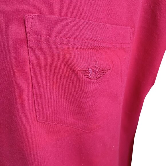 Large Vintage 90's Dockers T-shirt Levis Mens Long Sleeve Red Cotton Crewneck - Picture 3 of 5